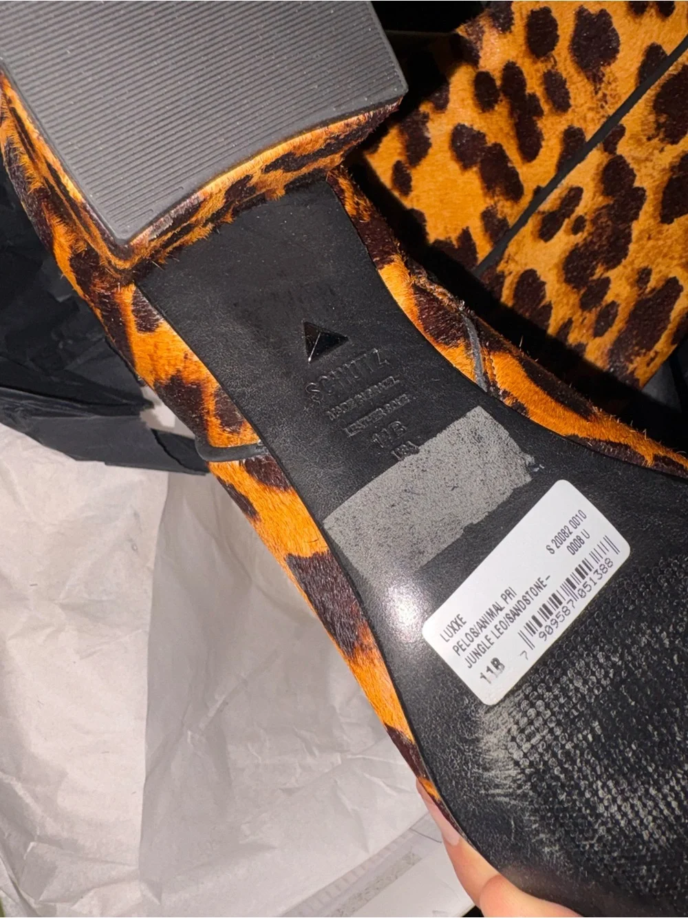 SCHUTZ Leopard Print Ankle Boots in Orange and Brown 120